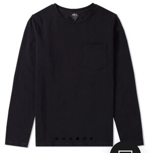 A.P.C. LONG SLEEVE JOE POCKET TEE Black Medium NWOT Elevated Basic Luxe Capsule